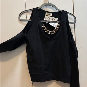 L'AGENCE Black Sweater with Chain Detail
